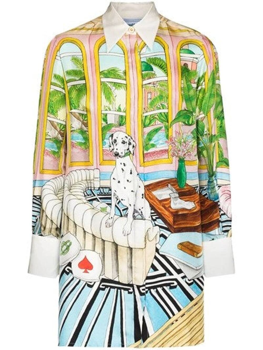 Casablanca Paris Dream House Silk Mini Shirtdress - XS